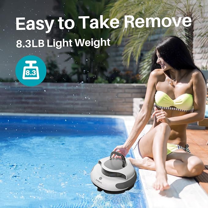 POOLPURE Cordless Robotic Pool Cleaner - Dual 35W Motors, 110Min Runtime, for Above & In-Ground Pools Up to 1000 Sq.Ft, Auto-Parking, Advanced Waterproof Technology 2026