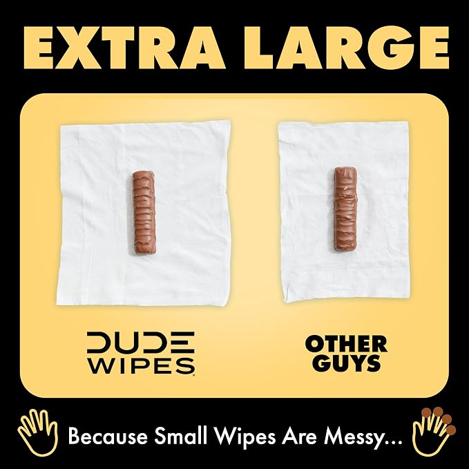 DUDE Wipes Shea BUTTer Flushable Wipes - Extra-Large Adult Wet Wipes - 6 Pack (288 Count) - Infused with Coconut Oil, Vitamin E, and Aloe - Septic and Sewer Safe