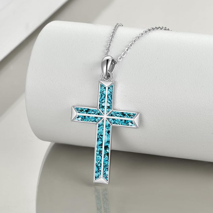 ONEFINITY Religious Cross Pendant Necklace Sterling Silver Origami Cross Pendant Gifts for Women Men Jewelry
