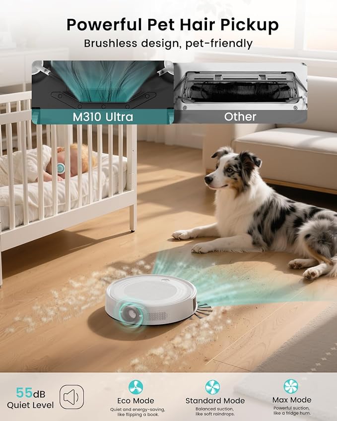 Lefant M310 Ultra Robot Vacuum and Mop, 6000Pa Suction-Slim Robotic Cleaner, Accurate Obstacle Avoidance, WiFi/App/Alexa Control, 170min Runtime, with ToF LiDAR Navigation for Pet Hair and Home