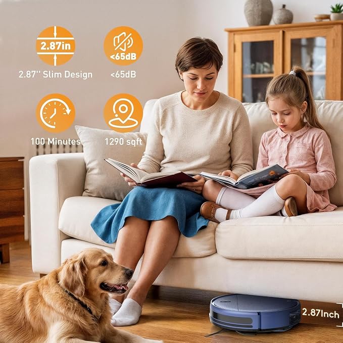 Robot Vacuum, Robot Vacuum and Mop, Smart Robotic Cleaner with APP/Remote/Voice Control, Scheduled Cleaning, Slim Body & Self-Charging, Ideal for Pet Hair, Carpet and Hard Floors