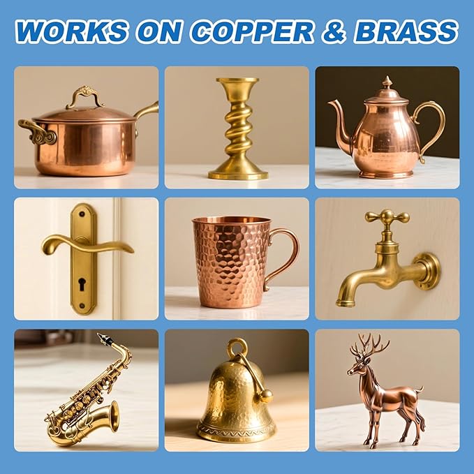 Meuvcol Copper & Brass Cleaner and Polish – 17.6 Oz Gentle Copper Polishing Cream for Pots, Pans, Sinks, Cups, Antiques – Restores Shine, Gentle Removes Tarnish & Stains – Non-Scratch, Easy to Use