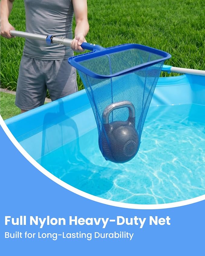 Pool Cleaning Kit with Pole 4-16 ft, Pool Brush with Pole & Mesh Pool Skimmer Net with Pole, Telescopic Pool Pole, Pool Net and Accessories for Above/in Ground Spas & Hot Tubs
