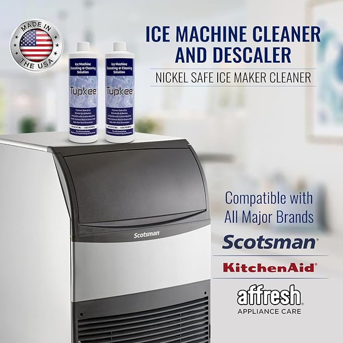Tupkee Ice Machine Cleaner and Descaler - 16 fl oz, Nickel Safe Ice Maker Cleaner - Compatible with All Major Brands (Scotsman, KitchenAid, Affresh) - Made in USA