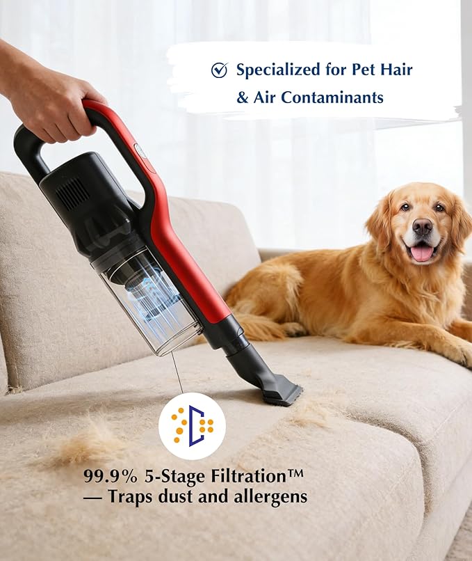 Vacuum Cleaners for Home, Powerful Suction for Pet Hair, 1.2L Dust Capacity Lightweight Vacuum for Carpets & Hard Floors & Car Seat