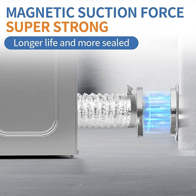 Magnetic Dryer Vent Coupling Connector Kit - DV180 Airtight Seal, Quick Connect, Includes 4"x3.3ft Duct & 2 Clamps