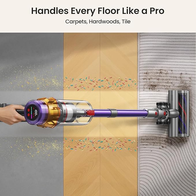 Xlife Cordless Vacuum Cleaner, 550W 48KPA Stick Vacuum Cleaners for Home, Wireless Vacumm with Self-Standing, Anti-Tangle Brush for Hardwood Floor/Carpet/Pet Hair-P12