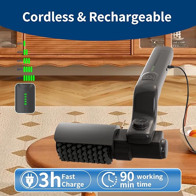 Electric Grill Brush Rechargeable, 3 Powerful Speed BBQ Grill Brush for Outdoor Grill, 180° Adjustable, Stainless Steel Rotary Brush Head, Automatic Grill Cleaning Brush for Camping Outdoor Grill