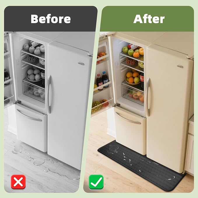 Refrigerator Spill Mat, 37.5 X 8.5 Fridge Mat Silicone Drip Tray Catcher for Washing Machine Refrigerator Spill Liner Floor Protector Anti-Slip
