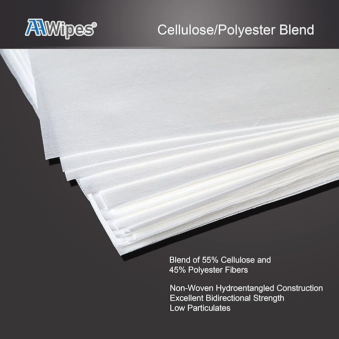 AAwipes Cleanroom Wipes Nonwoven Wipers Cellulose/Polyester Blend (12" x 12" 300PCS) for Lab, Electronics, Pharmaceutical, Printing and Semiconductor Industries (NW06812-300)