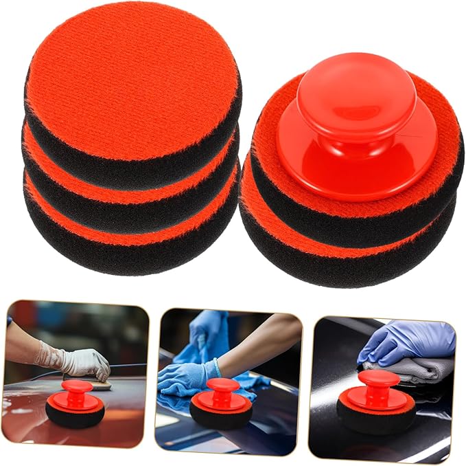 PartyKindom 2sets Car Polishing Kit Wax Applicator Pads Pads Car Sponge Detailing Buffing Multi-use Cleaning