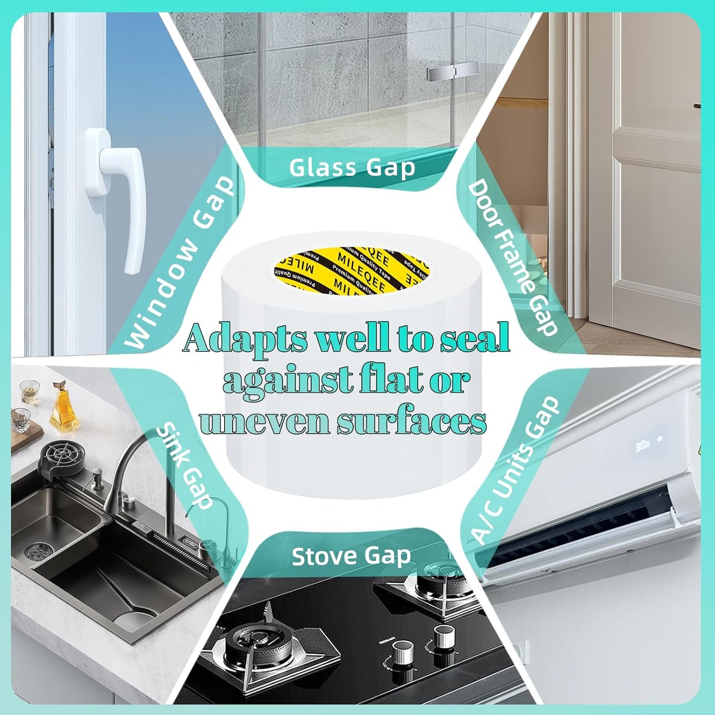 Window Weather Stripping Door Seal Tape White, 2.76in x 164FT, Automotive Weatherstrip Adhesive Seal Strip for Car Auto Trunk, Weatherproof Gap Sealing Sealer Draft Blocker, for Winter Summer