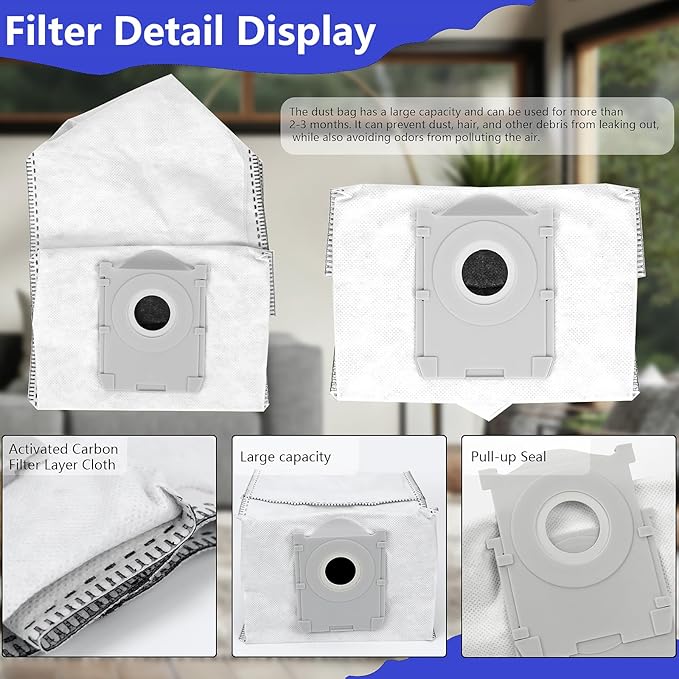 Replacement Parts Accessories Compatible with ECOVACS DEEBOT X9 PRO Omni/ X9 PRO Robot Vacuum (2 Roller Brushes + 6 Mopping Cloths + 6 Filters + 6 Side Brushes + 6 Dust Bags) (X9 PRO Omni/X9 PRO kits)