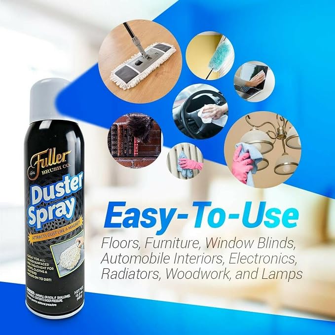 Fuller Brush Duster Spray and Microfiber Cloth Bundle – 3 Microfiber Cloths – Multi Surface Dust Removing Sprayer - Safe Household Cleaning for Floors, Furniture, Blinds & Car Interiors