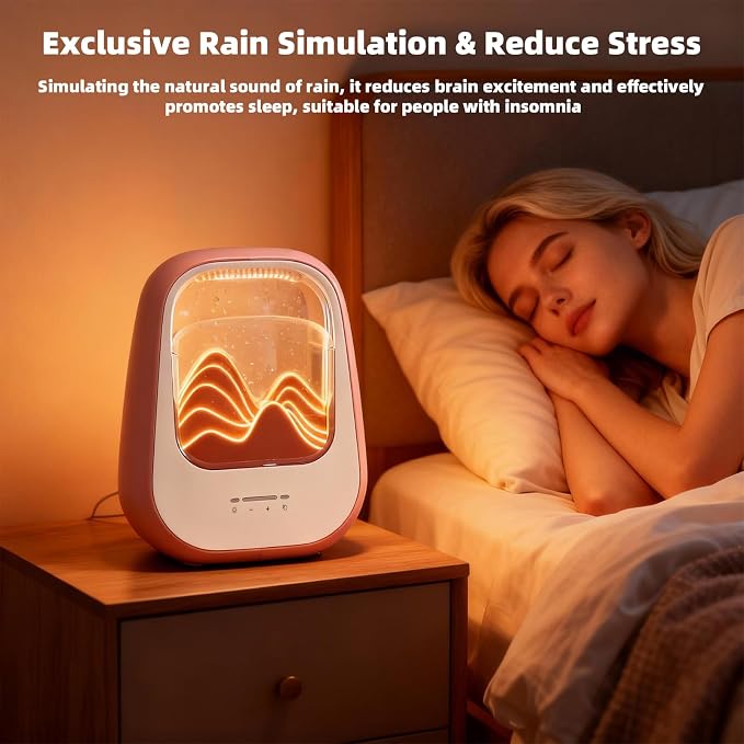 8-in-1 White Noise Sound Machine with Rain Drop Real Sound, Amber | Sound Machine with Aroma Diffuser for Sleeping, Stress Relief, Night Light Timer for Bedroom Office Home Hotel SPA Decor