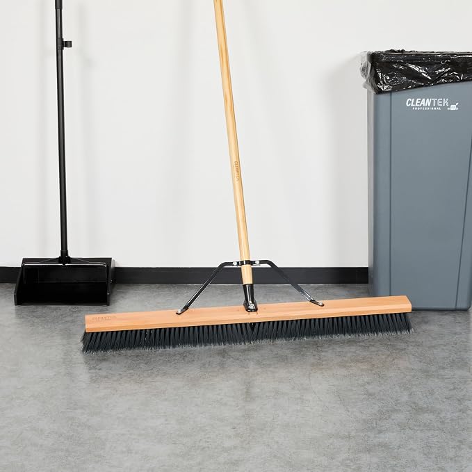 Restaurantware-BROOM HEAD ONLY: Clean Tek Professional 36-Inch Broom Head, 1 Heavy-Duty Push Cleaning Tool - Handle And Brace Sold Separately, Medium Plastic Bristles, Wooden, Commercial Use