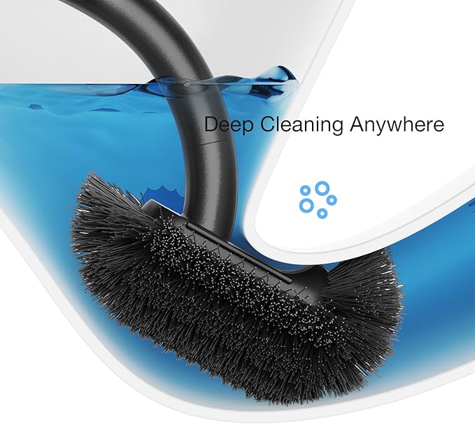 Toilet Bowl Brush and Holder, OSCIOSS Toilet Brush Set with Ergonomic Design, Compact Size, Durable Bristles, RV Toilet Brushes & Holders for Dead Corner Clean (Black, 1pack)