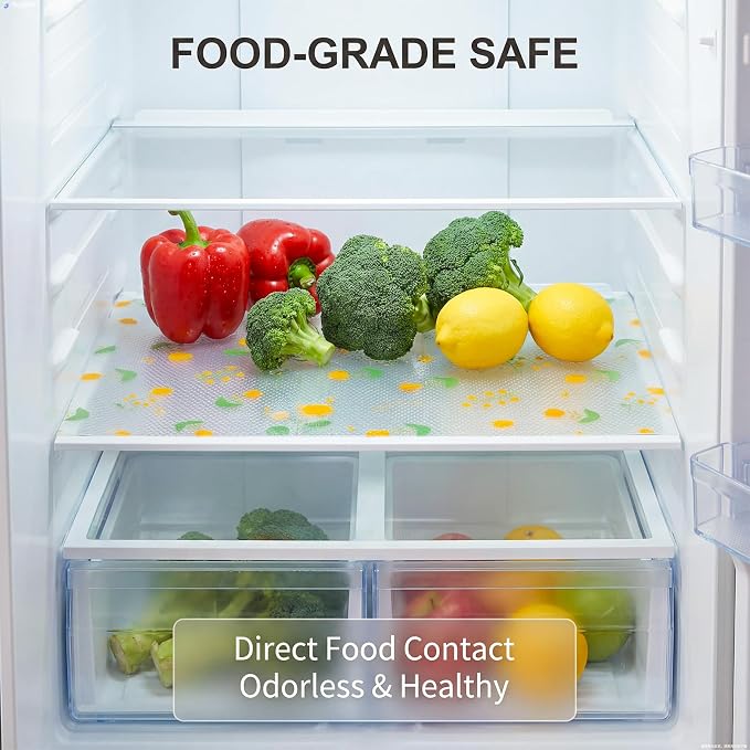 Beautysaid Shelf Liner Non Adhesive — EVA Drawer & Cabinet Liner, Waterproof Non Slip Kitchen Shelf Paper, Thick Washable Refrigerator Mat for Cabinet Shelves & Pantry, Floral, 18 in x 20 FT