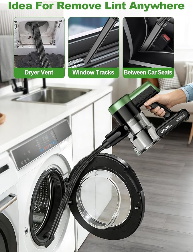Cordless Vacuum Cleaner, 10 in 1 Vacuum Cleaners for Home, Ultra-Long Runtime Stick Vacuum with Self-Standing & LED Display, Anti-Tangle & Wall Mount Charging