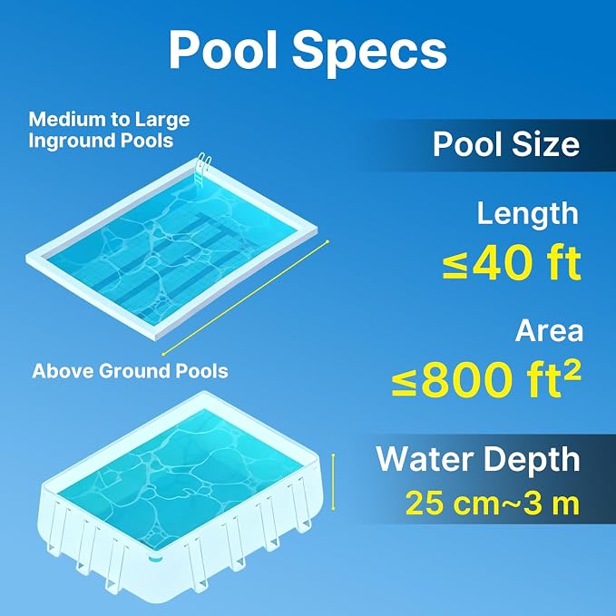 Cordless Pool Spa Vacuum Cleaner Rechargeable Handheld Pool Vacuum with 60-Min Runtime Dual Filtration 3 Cleaning Heads Telescopic Pole for Sand Leaves Hot Tubs Above Ground & Small Pools (Yellow)