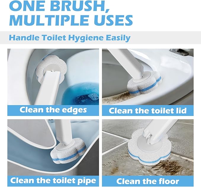 Disposable Toilet Brush Cleaning System, 2pcs Wands with 104pcs Replacement Heads, Stick for Toilet Cleaning,Wands with Refills Pads, Wall Mounted Toliet Wand for Bathroom, Toilet Brush and Holder Set