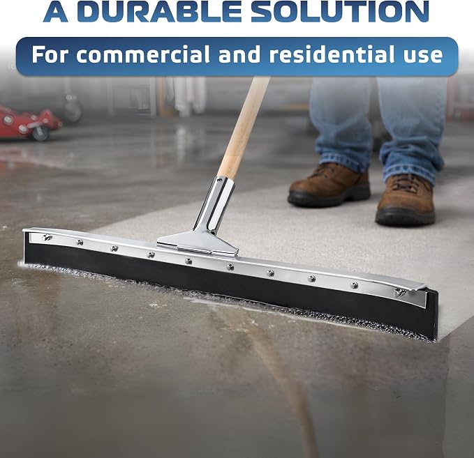 DSV Standard Curved Floor Squeegee 36’’, Rubber Blade Garage Squeegee, Taper Pole Connection - Handle Sold Separately for Tiles, Concrete and Asphalt