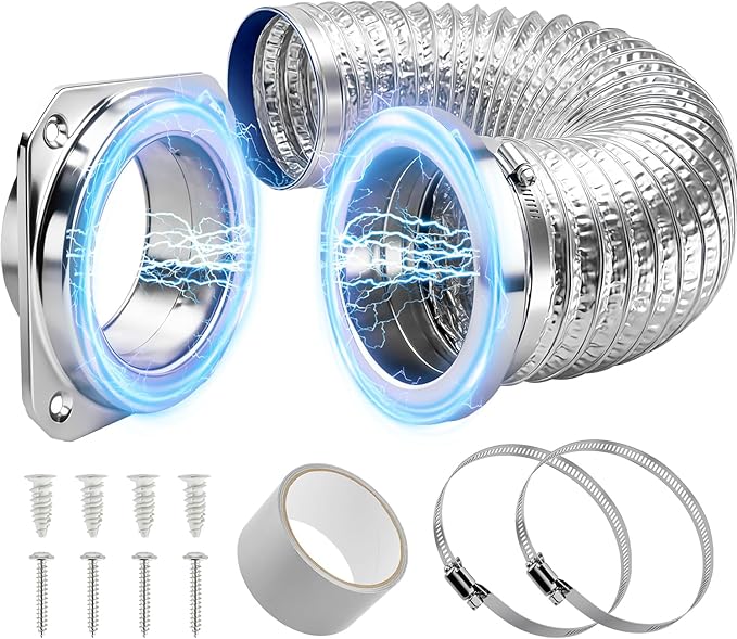 Yixiang Magnetic Dryer Vent Connector Kit，Magnetic Dryer Hose Connector 180 Degree, Quick Coupling Easy to Clean Airtight Seal, 3.3ft 4" Aluminum Foil Duct and 2 clamps