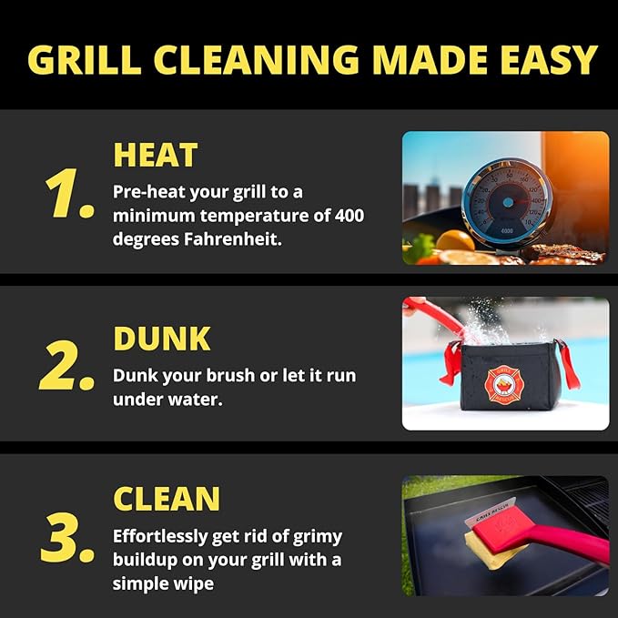 Grill Rescue Griddle Brush –Bristle-Free, Heavy-Duty Griddle Cleaner for Flat Tops & BBQ Griddles | Heat Resistant, Safe for Nonstick Surfaces, Cast Iron & Stainless Steel (Griddle brush with scraper)