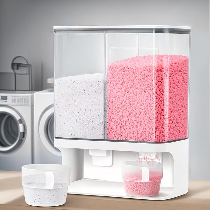 105 Oz Laundry Detergent Dispenser with Nail - Wall Mounted Scent Booster Beads Container, Softener Beads Storage, Rice Dispenser, Dry Food/Solid Grain Organizer