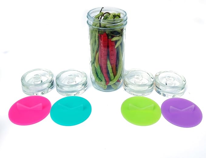 Mason Jar Fermentation Kit Sauerkraut Making Kit - Fermenting Airlock Lids for Wide Mouth Mason Jars Excluding steel rings and bottles(AirLock+Glass weight)