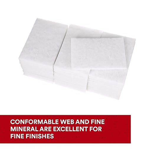 Scotch-Brite Light Cleansing Hand Pad 07445, SF Grade, 6 in x 9 in, Mild Abrasive Hand Sanding Pad, For Metal, Vinyl, Porcelain and Other Delicate Surfaces, Pack of 20