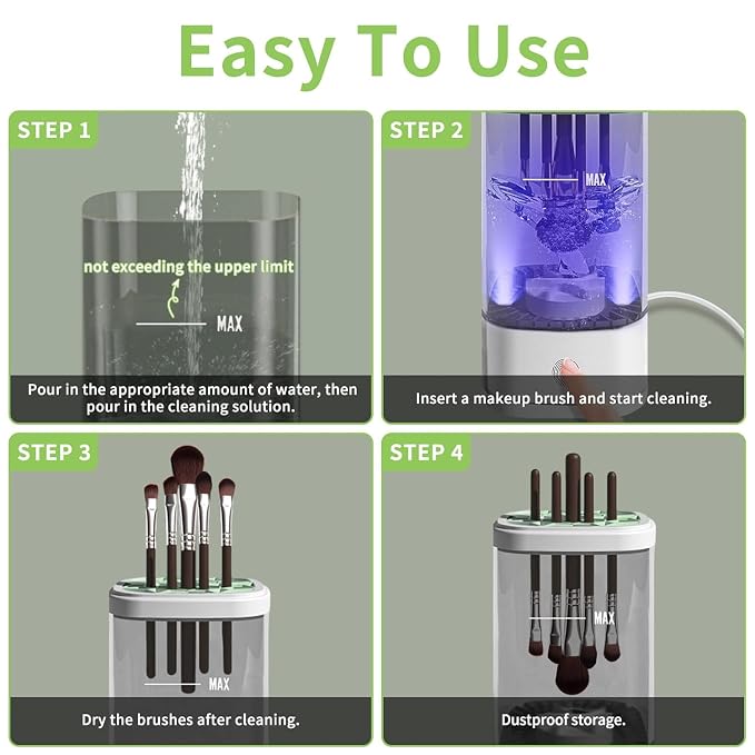 Electric Makeup Brush Cleaner,Portable Automatic Cosmetic Brushes Cleaner Machine,USB Rechargeable,Efficient Cleaning,Fits All Brush Sizes,For Home Deep Clean & Travel Quick Wash Beaut,Gift for Women