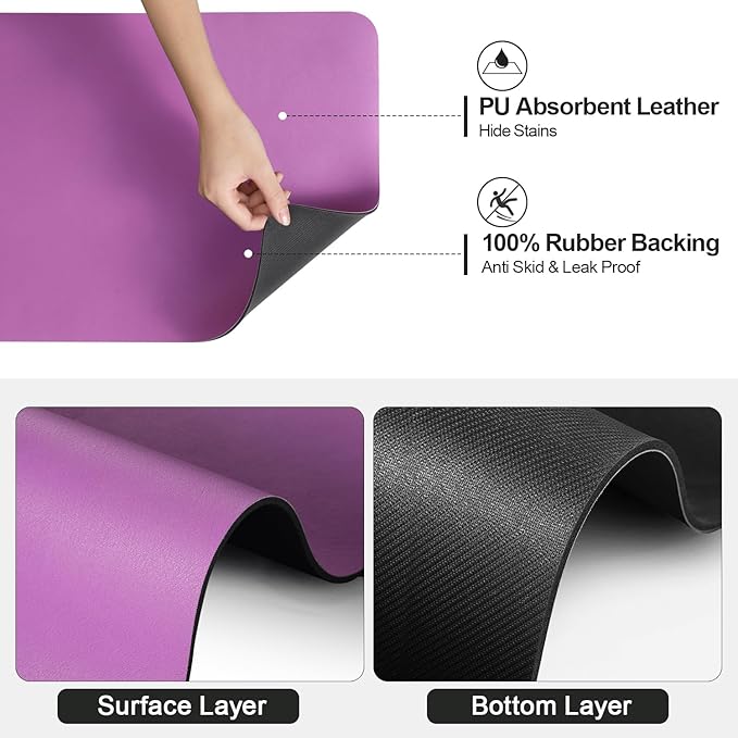 Ecotrim - Dish Drying Mat for Kitchen Counter | Coffee Bar Mat for Countertops | Heat Resistant Drainer Mat with Non-slip Rubber Backed | Hide Stain Kitchen Absorbent Draining Mat | Purple 16"x24"