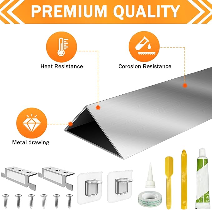 30" Slide-in Range Rear Filler Kit W10113901A, Stove Gap Universal Triangular Filler Strip, Top Trim Kit Between Stove and Wall for Whirlpool & Most Brand, Aluminum Gap Cover Silver