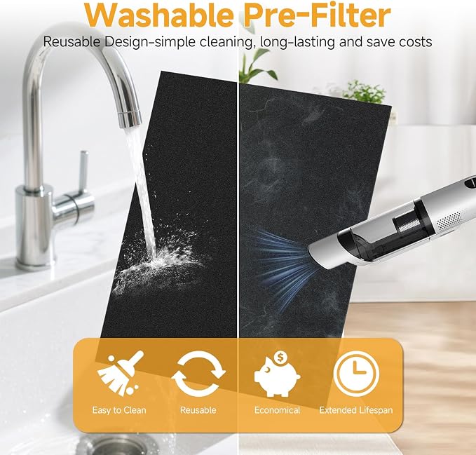 True HEPA Replacement Filter Compatible with uahpet Pet Air Purifier Slim, for Home Large Rooms, Pet Household, Includes 2 HEPA Filters and 6 Washable Pre-Filters