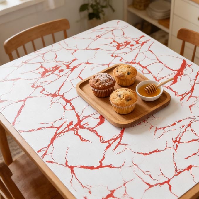 Red Marble Pattern Shelf Liner, Non-Adhesive Non-Slip Thickened Drawer Liner, Easy to Clean Contact Paper for Kitchen Cabinets, Tool Box, Refrigerator, Includes Knife & Tape Measure.12×236.22inch