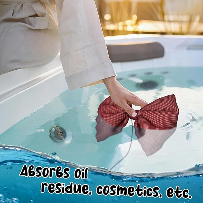 Hot Tub Scum Absorber for Spa Hot Tub,Hot Tub Sponge Scum Absorber.Hot Tub Oil Scum Absorber,Spa Sponges for Hot Tub Cleaner Reusable.Hot Tub Skimmer,Hot Tub Accessories for Adults,Bow 1 Pack