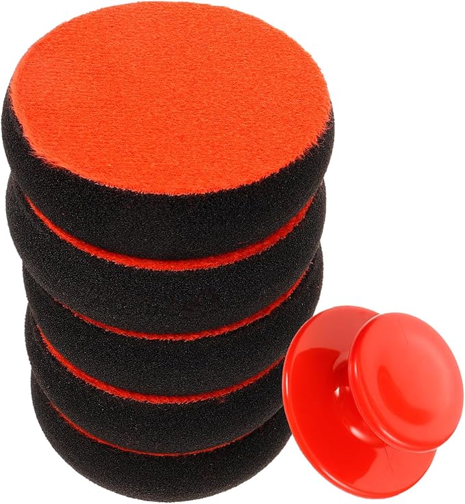 PartyKindom 4sets Car Wax Applicator Pads Sponge for Car Paint Buffing Puff Polishing Kit