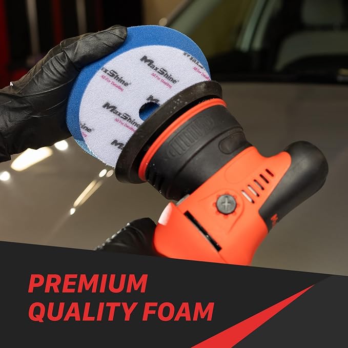 MaxShine 5.2” High Pro Heavy Cutting Foam Pad 4-Pack – DA/RO Polisher Compatible – Professional Car Detailing Pads for Cutting, Polishing & Finishing – Bendable, Washable & Reusable
