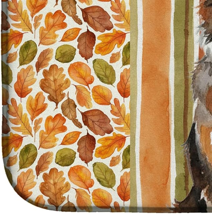 Caroline's Treasures Red Merle Australian Shepherd Heirloom Fall Dish Drying Mat Absorbent Dish Drying Mat Pad for Kitchen Counter Dish Drainer Mat for Countertop, 14 x 21", Multicolor