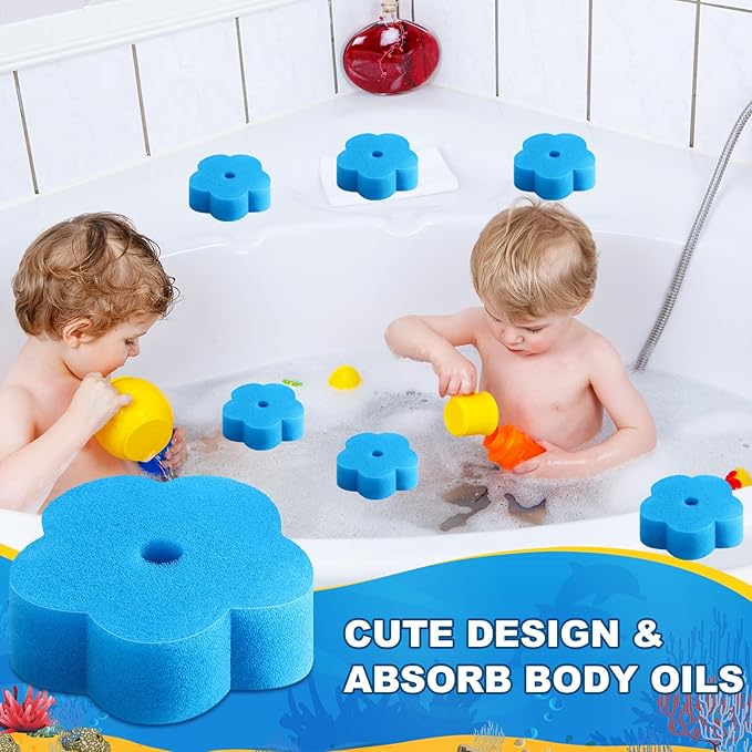 Patelai 40 Pcs Hot Tub Sponge Spa Cleaning Sponges for Hot Tub Oil Absorbing Cleaning Scum for Spa, Bathtub and Swimming Pool to Soak up Oils Bathtub Accessories(Flower)