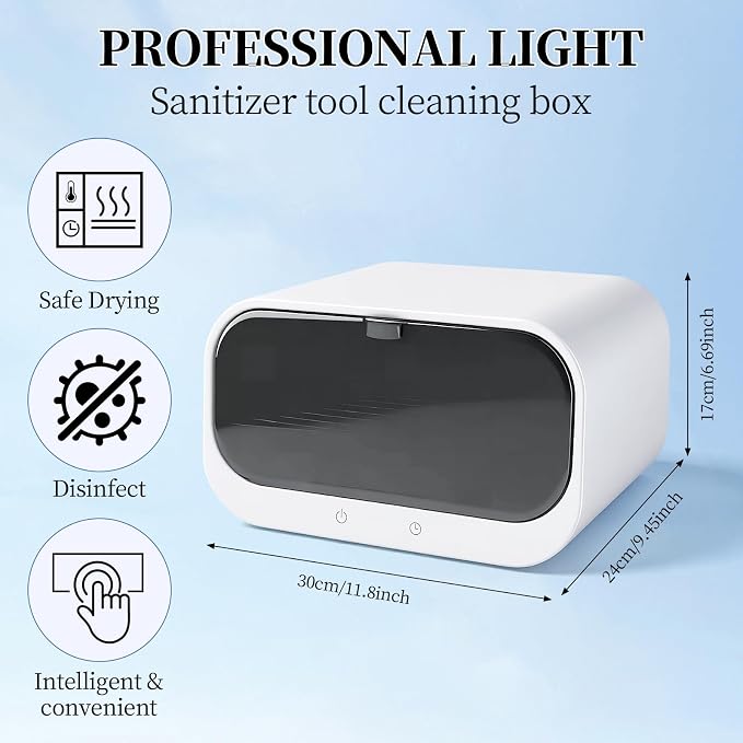 Nail Tool Cleaning Machine, Large Capacity Cleaning Cabinet for Esthetician, 110V Multi-Functional Nail Tool Cleaning Box with Adjustable Time for Home Use, Barbers, Beauty Salons, and Spas