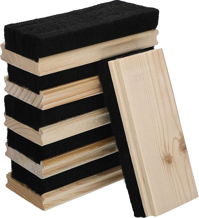 Marspark Felt Style Erasers, Cleaner Dusters Felt Chalkboard Eraser for Kids Wood Chalk Eraser for Chalkboard Cleaners Dusters for Markers White Black Boards Paint School Students Teachers(6 Pieces)
