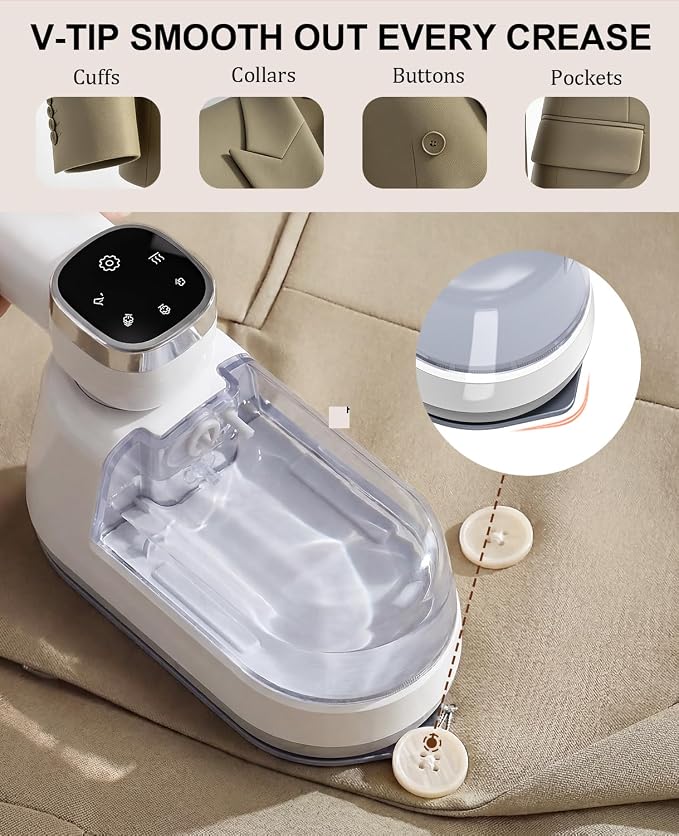 Portable Steamer for Clothes, 1200W 20s Fast Heat Travel Clothes Steamer, 2-in-1 Dry & Wet Foldable Steamer Iron with LCD Screen & 4 Steam Modes, 160ml Water Tank, 120V Wrinkle Remover