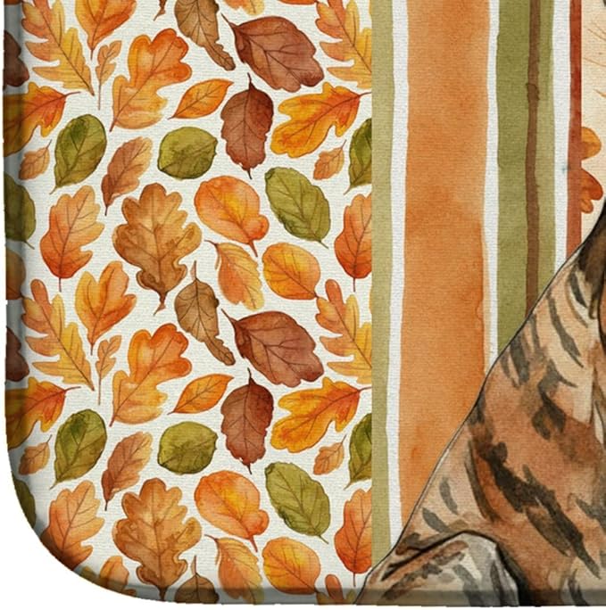 Caroline's Treasures Brindle Great Dane Heirloom Fall Dish Drying Mat Absorbent Dish Drying Mat Pad for Kitchen Counter Dish Drainer Mat for Countertop, 14 x 21", Multicolor