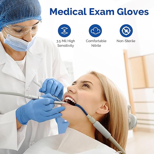 JMU Nitrile Gloves XL Case of 1200, Blue, 3.5 Mil, Latex Free Powder Free, Medical Exam Gloves