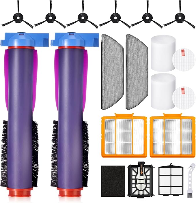 Replacement Parts for Shark RV2820AE Power Detect/Detect Pro AV2800ZE RV2820YE RV2820ZE AV2820S AV2820AE RV2800AE RV2800S Robot Vacuum Cleaner, Roller Side/Brush, HEPA/Foam Filters, Mop Pads kit