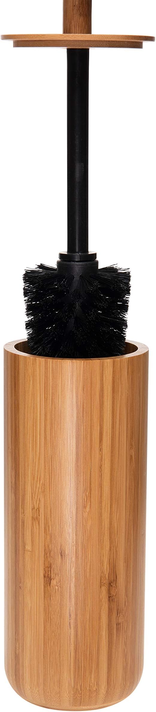 Bath Bliss Rounded Natural Bamboo Collection, Toilet Bowl Brush, Matching Accessories to Decorate Your Bathroom, Tall (10029-NATURAL)