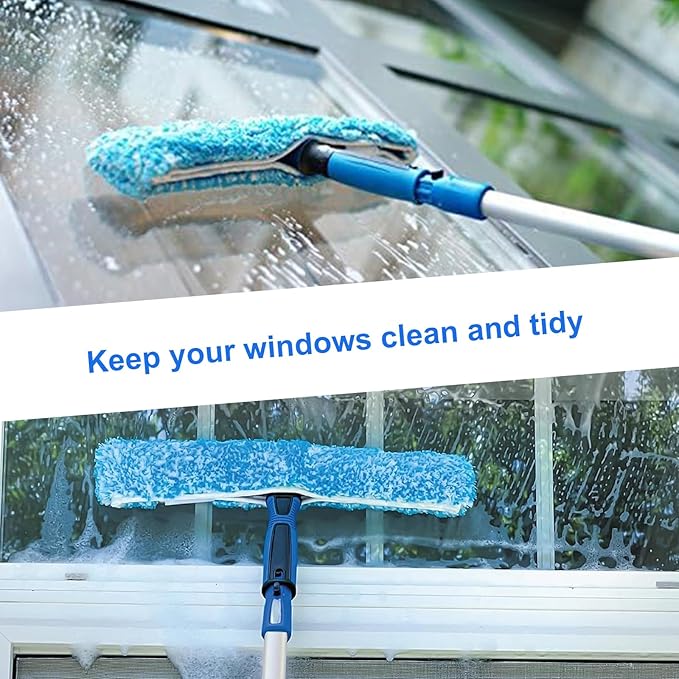 14" Microfiber Window Scrubber Refill - 8 Pack Compatible with MR.SIGA Professional Window Cleaning - Reusable Squeegee Cloth Sleeve