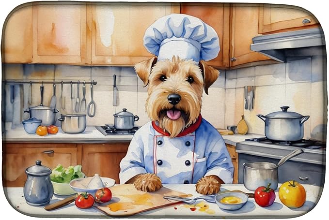 Caroline's Treasures DAC6340DDM Wheaten Terrier The Chef Dish Drying Mat Absorbent Dish Drying Mat Pad for Kitchen Counter Dish Drainer Mat for Countertop, 14 x 21", Multicolor